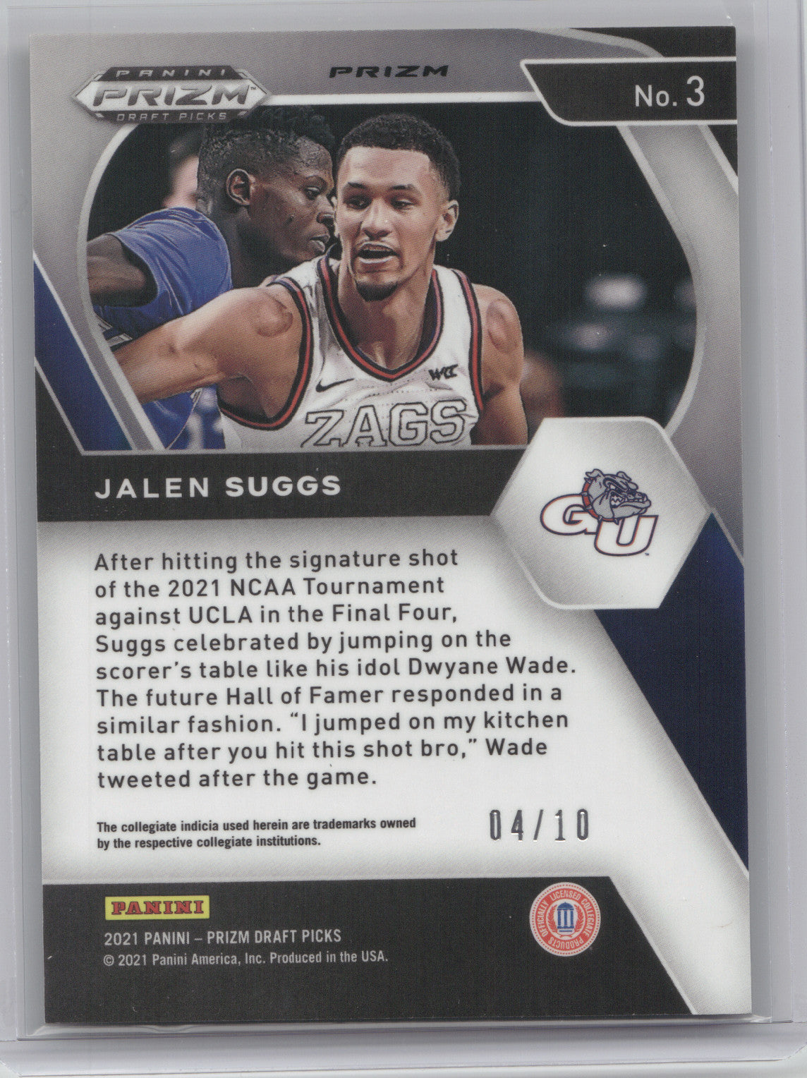 2021 Panini Prizm Draft Picks Jalen Suggs #3 Gold RC 04/10