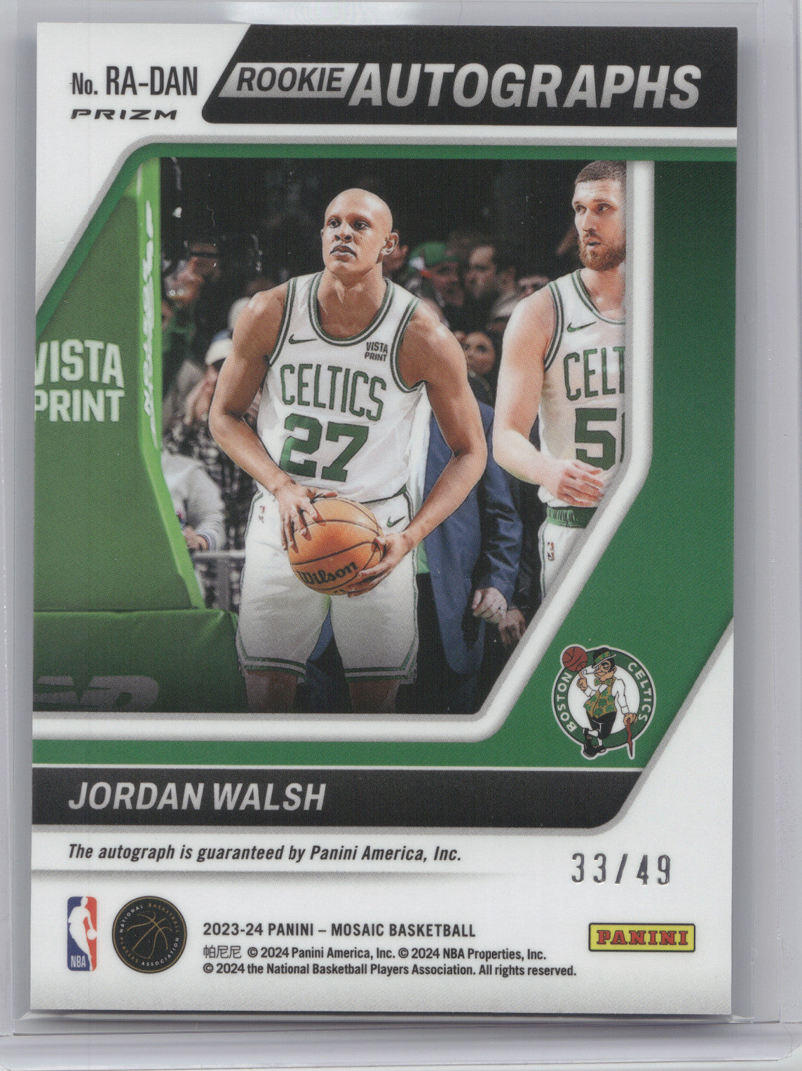 2023 Panini Mosaic Rookie Autographs Jordan Walsh #RA-DAN Blue Mosaic RC 33/49