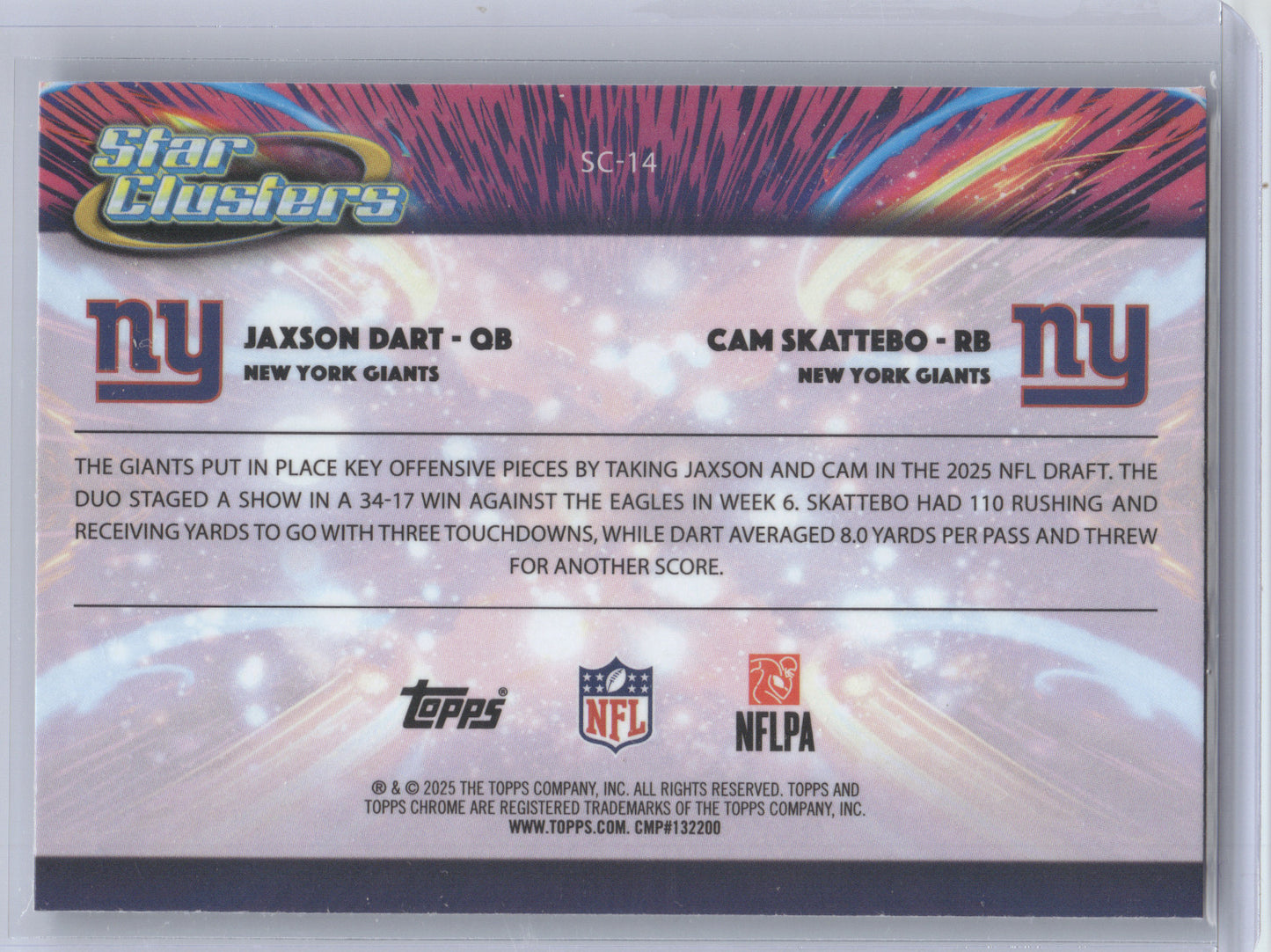 2025 Topps Cosmic Chrome Star Clusters Jaxson Dart Cam Skattebo #SC-14