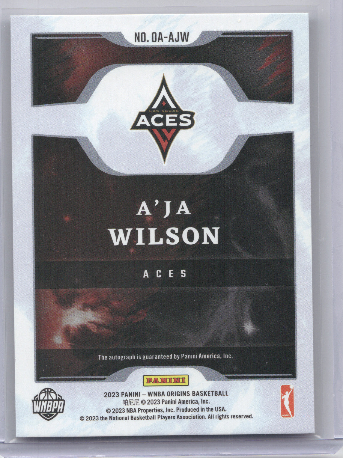 2023 Panini Origins WNBA Autographs A'ja Wilson #OA-AJW Red 06/49