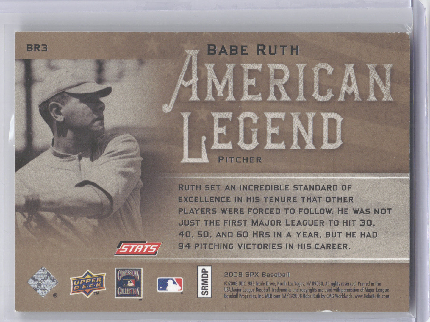 2008 Upper Deck SPx American Legend Babe Ruth #BR3