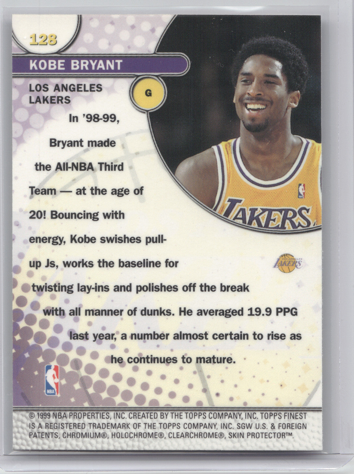 1999 Topps Finest Sensations Kobe Bryant #128 w/ Coating