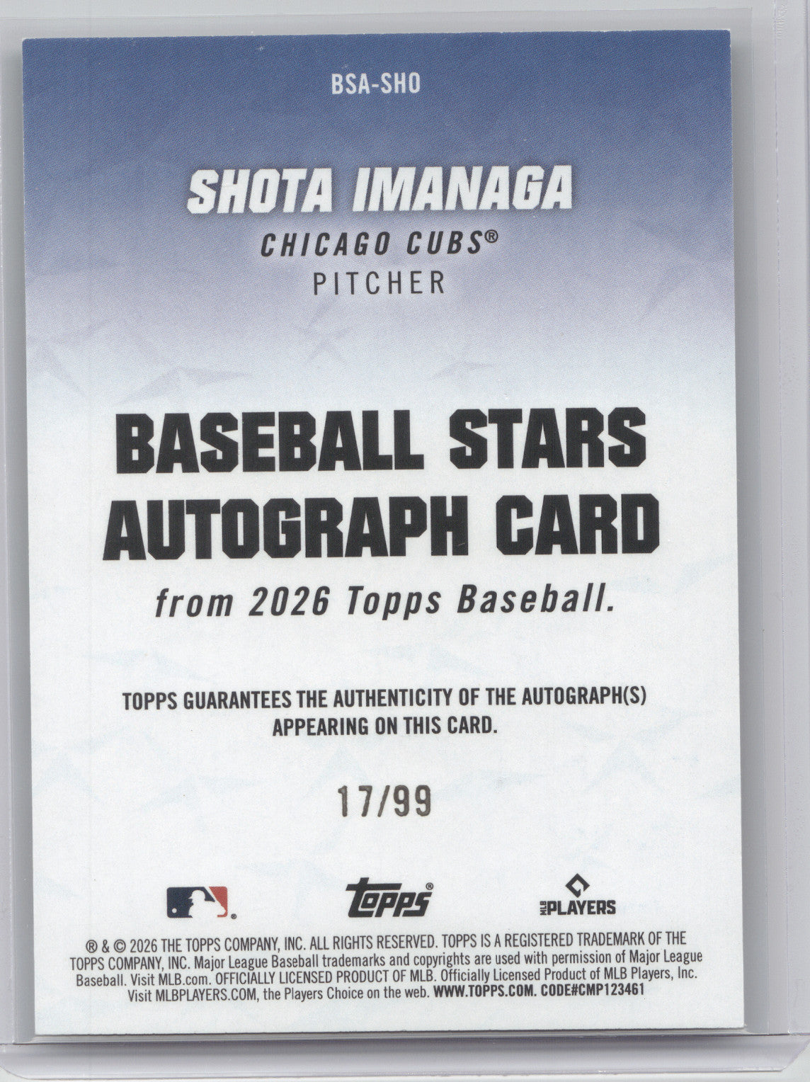 2026 Topps Baseball Stars Autographs Shota Imanaga #BSA-SHO Green 17/99