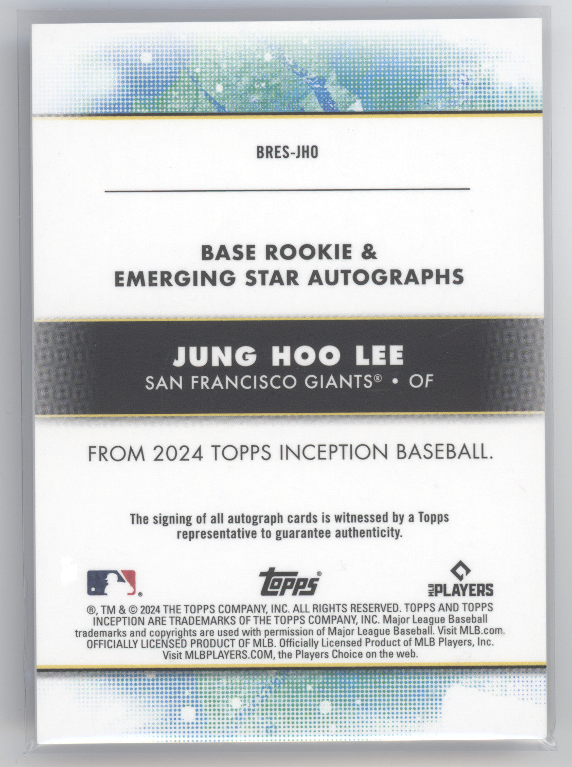 2024 Topps Inception Rookie Autograph Jung Hoo Lee #BRES-JHO Purple 101/125 RC