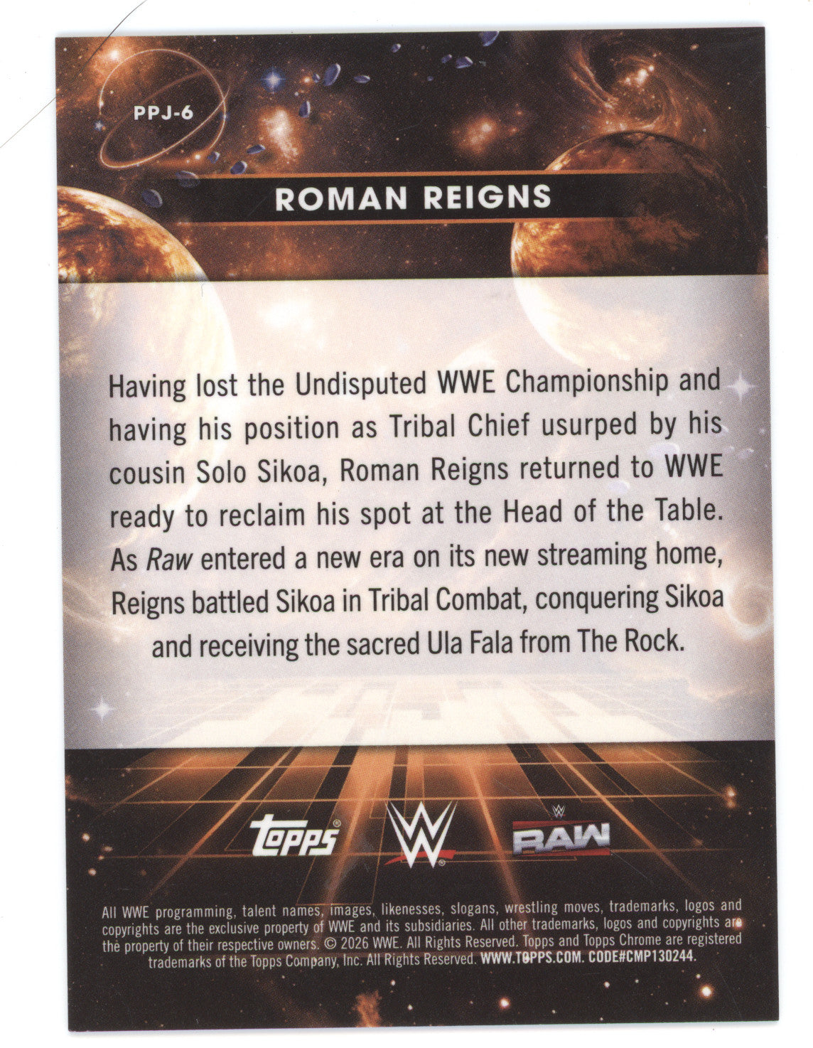2026 Topps Cosmic Chrome WWE Planetary Pursuit Roman Reigns #PPJ-6 Jupiter