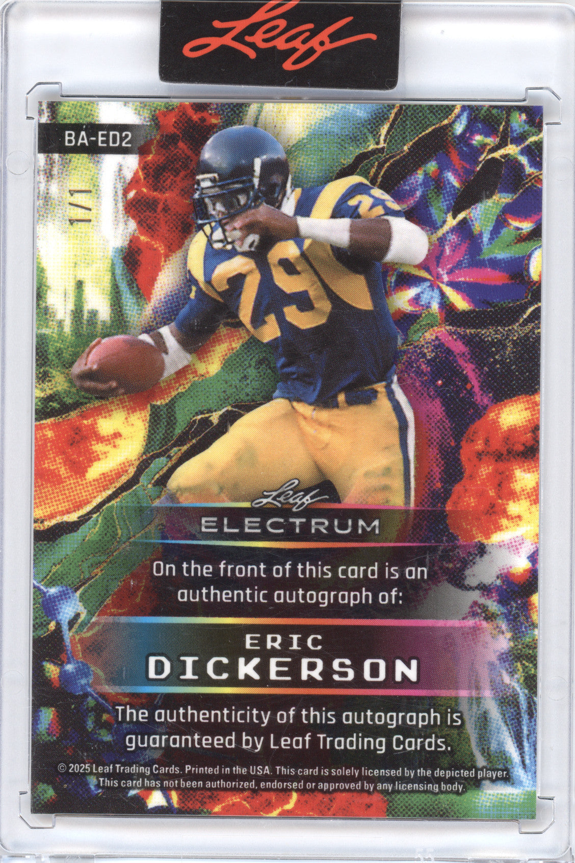 2025 Leaf Electrum Autograph Eric Dickerson #BA-ED2 1/1