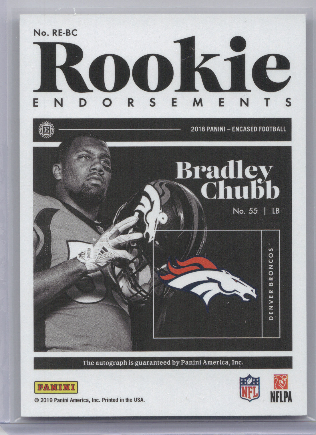 2019 Panini Encased Rookie Endorsements Bradley Chubb #RE-BC 3/3