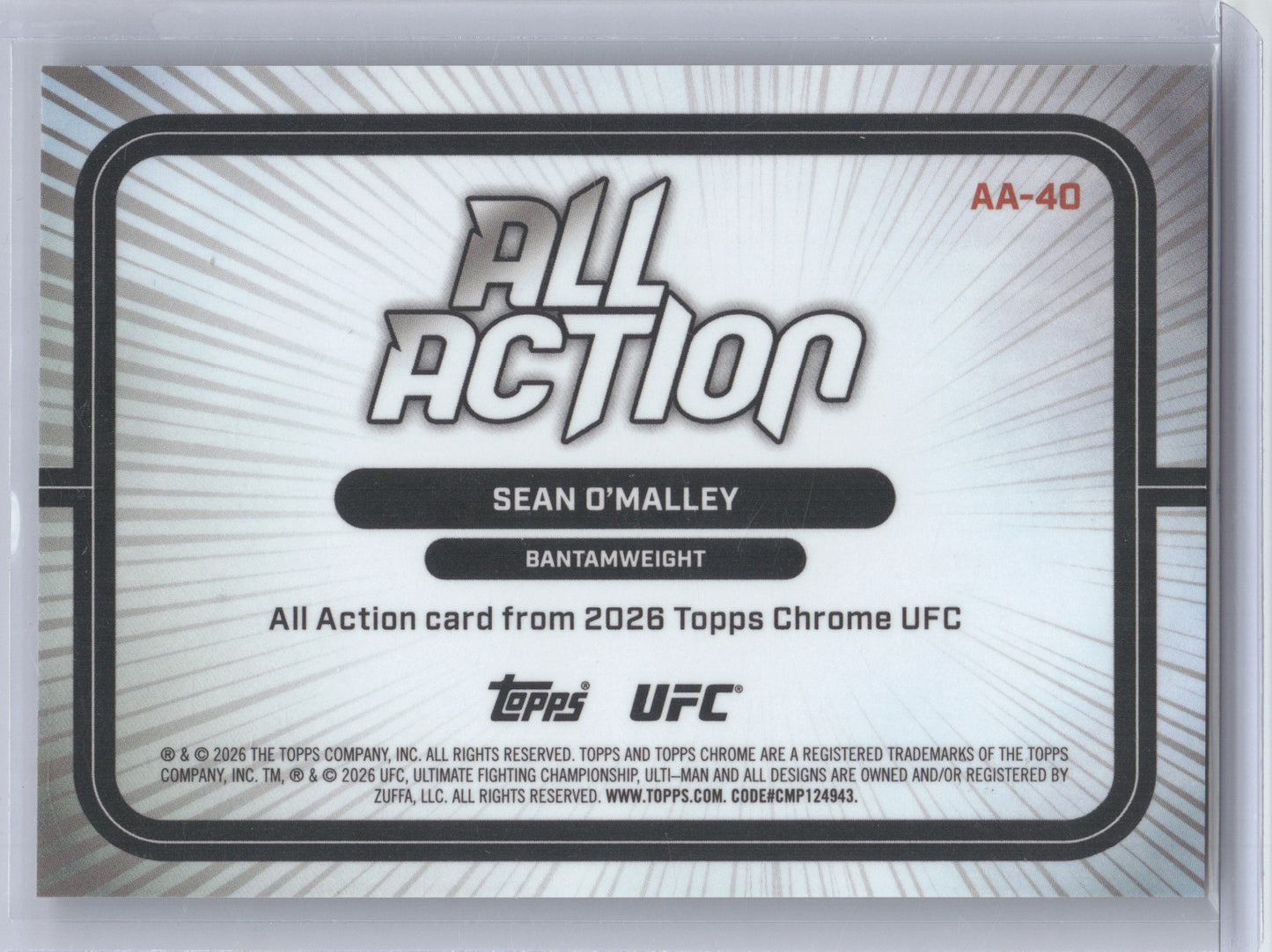 2026 Topps Chrome UFC All Action Sean O'Malley #AA-40 Orange Refractor 02/25