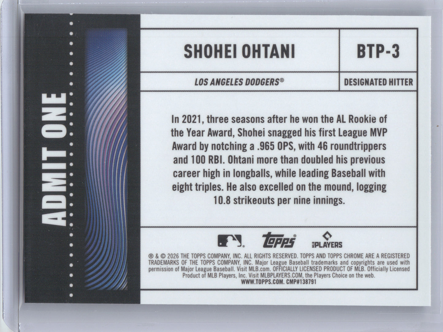 2026 Topps Chrome Big Ticket Player Shohei Ohtani #BTP-3 Logofractor