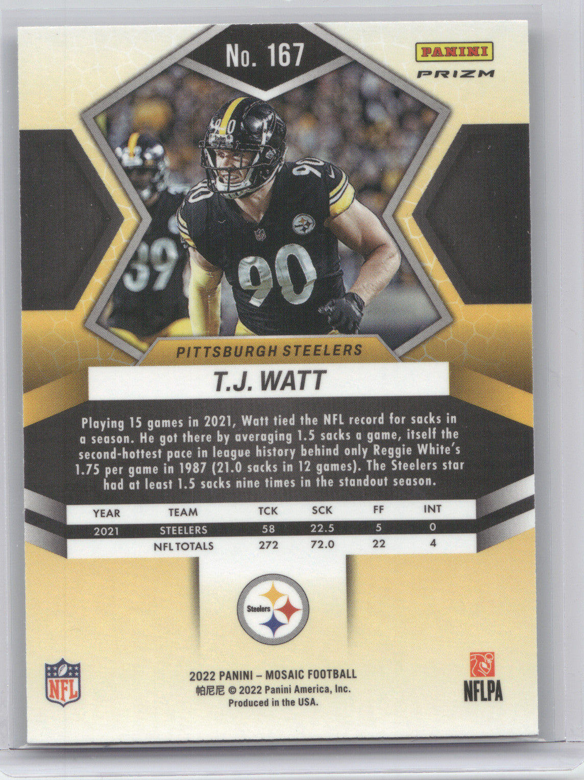 2022 Panini Mosaic T.J. Watt #167 Honeycomb