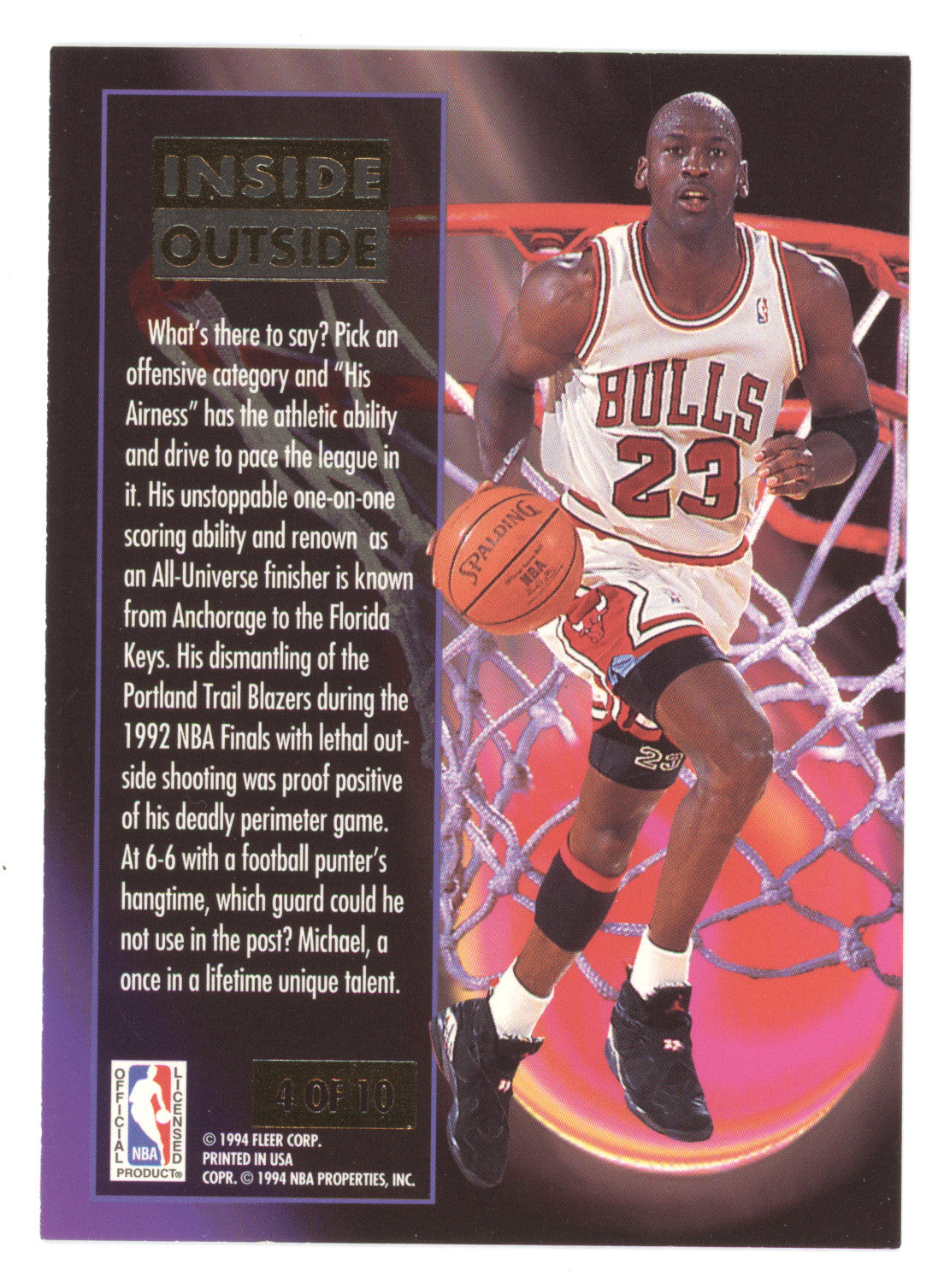 1993 Fleer Ultra Inside/Outside Michael Jordan #4