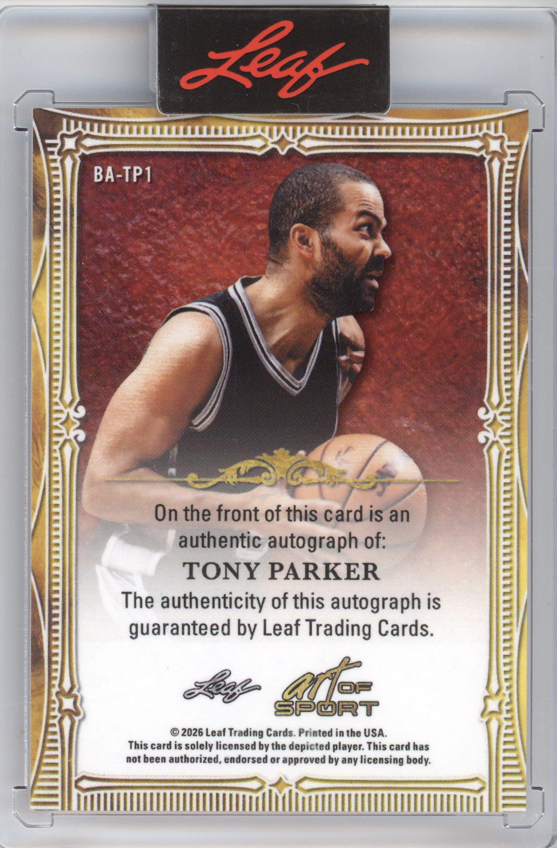 2026 Leaf Art of Sport Autograph Tony Parker #BA-TP1 22/35