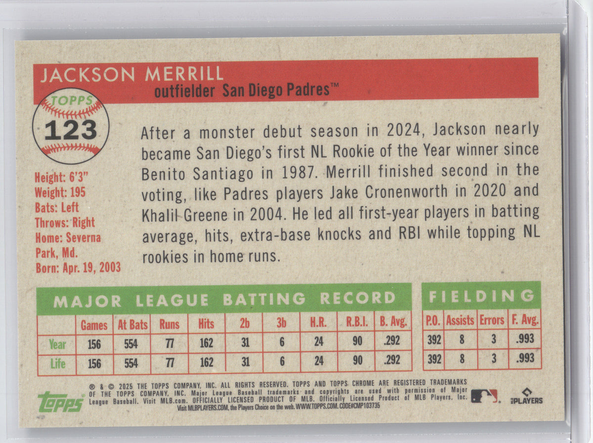 2025 Topps Chrome Platinum Jackson Merrill #123 Black 10/10