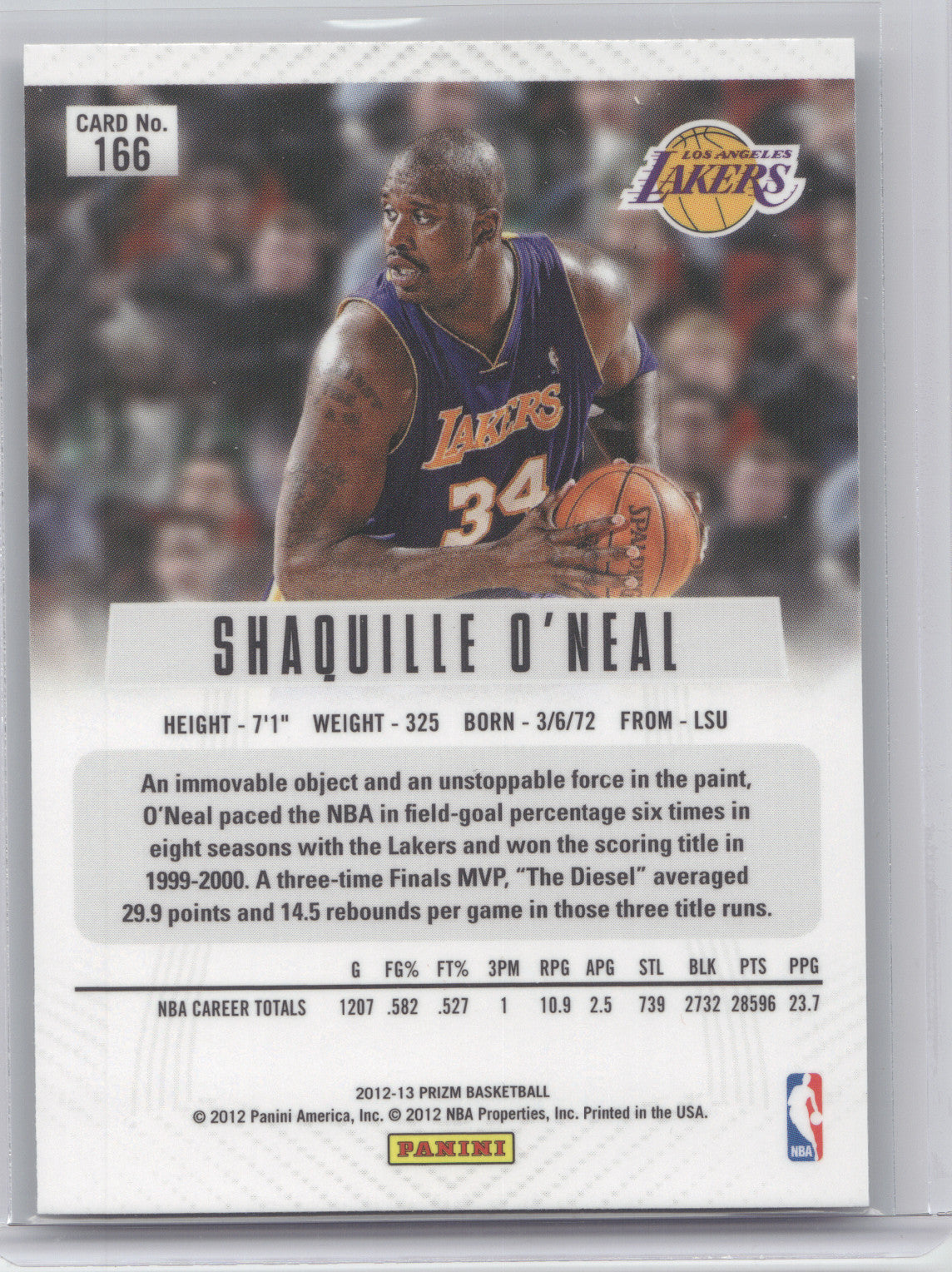 2012 Panini Prizm Shaquille O'Neal #166