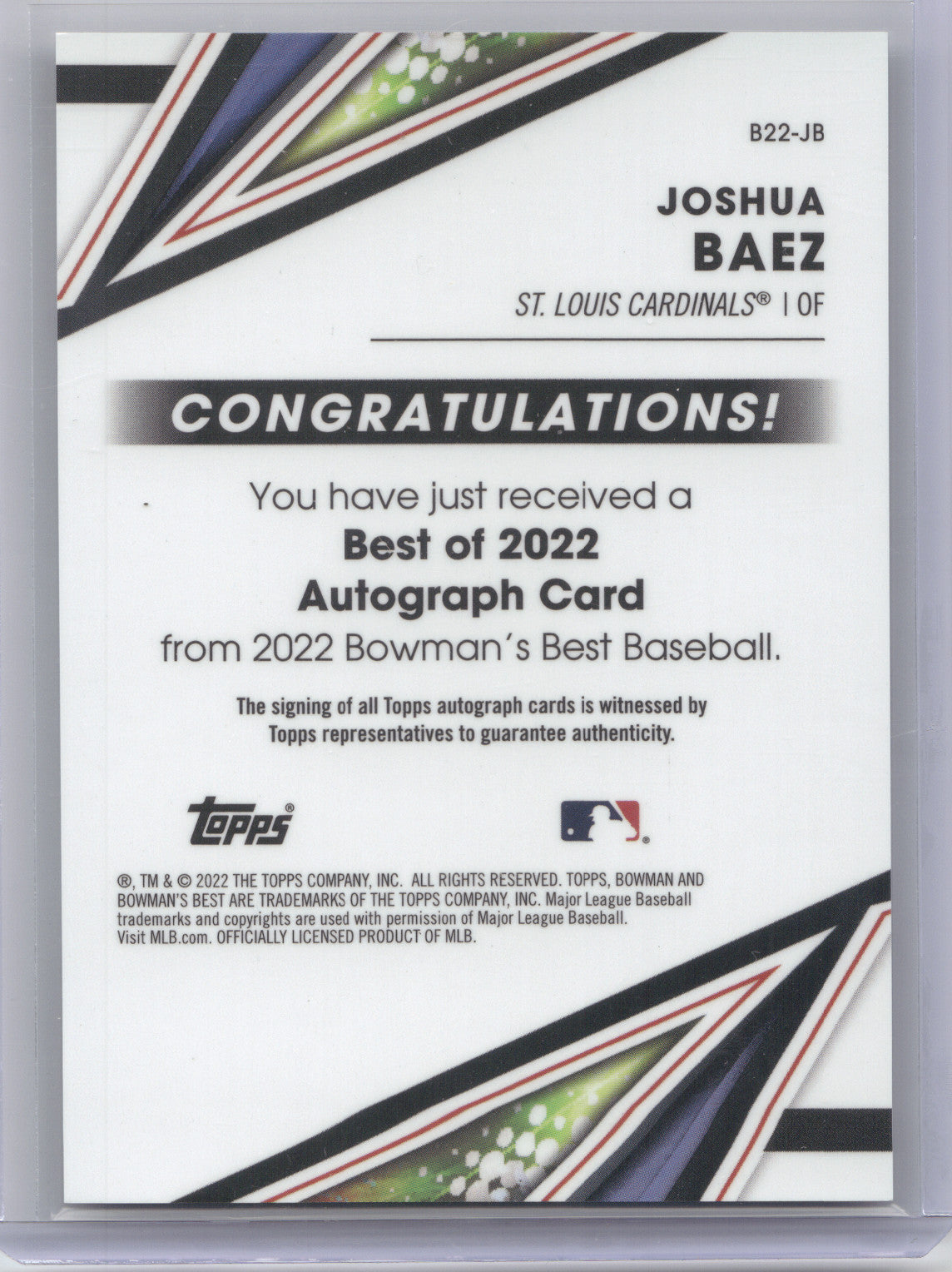 2022 Bowman's Best of 2022 Autograph Joshua Baez #B22-JB