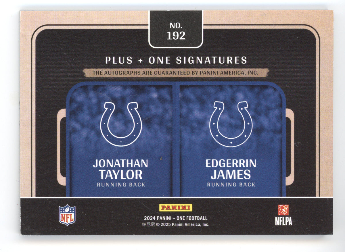 2024 Panini One Plus One Signature Jonathan Taylor Edgerrin James #192 Gold 3/10