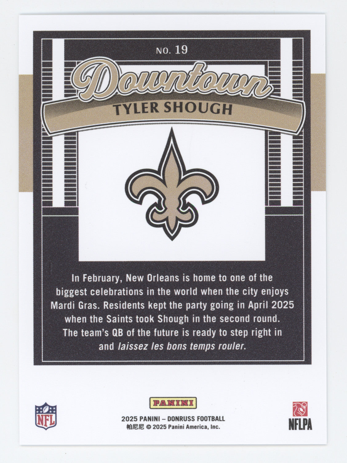 2025 Donruss Downtown Tyler Shough #19 RC
