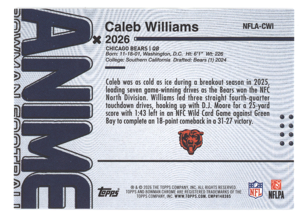 2026 Bowman Anime NFL Caleb Williams #NFLA-CWI Black 01/10