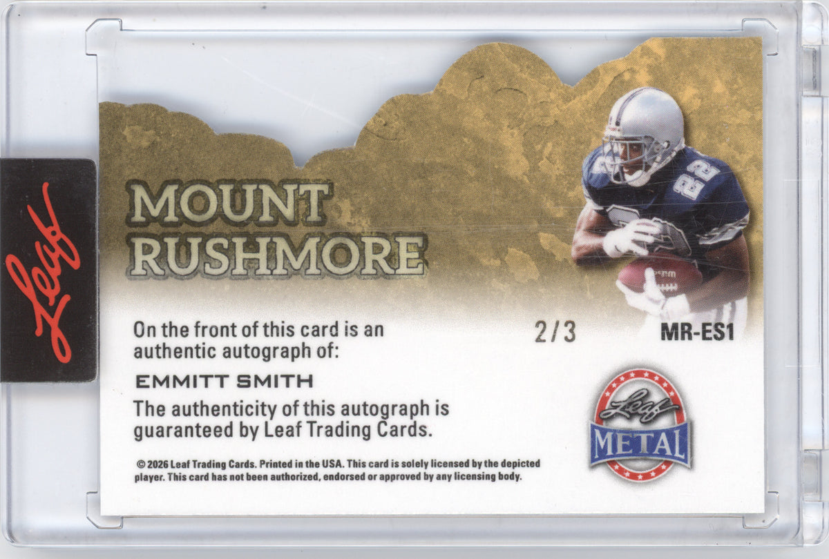 2026 Leaf Metal Mount Rushmore Autograph Emmitt Smith #MR-ES1 Blue 2/3