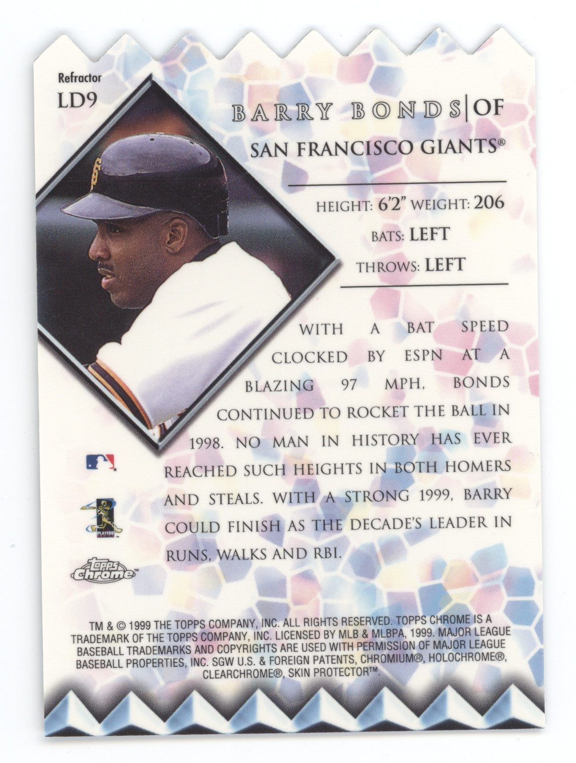 1999 Topps Chrome Lords of the Diamond Barry Bonds #LD9 Refractor