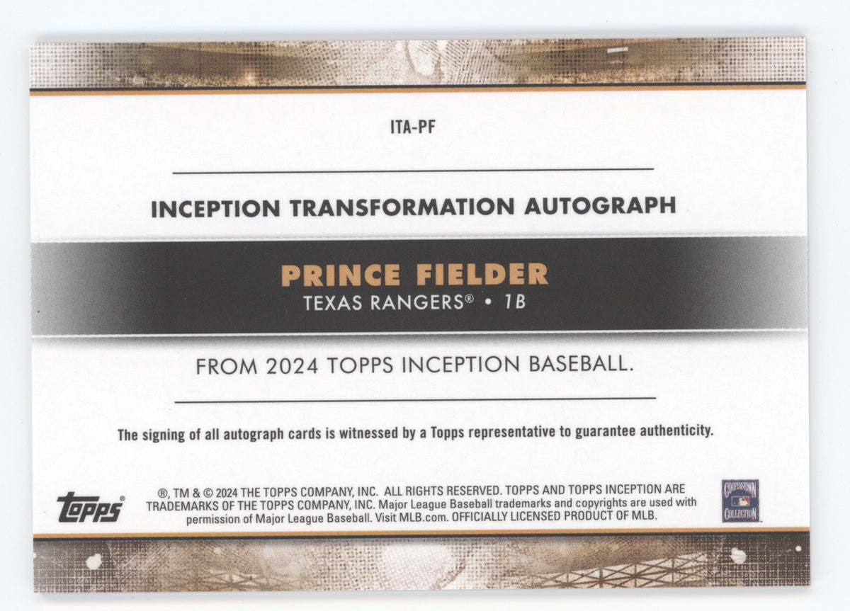 2024 Topps Inception Transformation Autograph Prince Fielder #ITA-PF Red 31/50