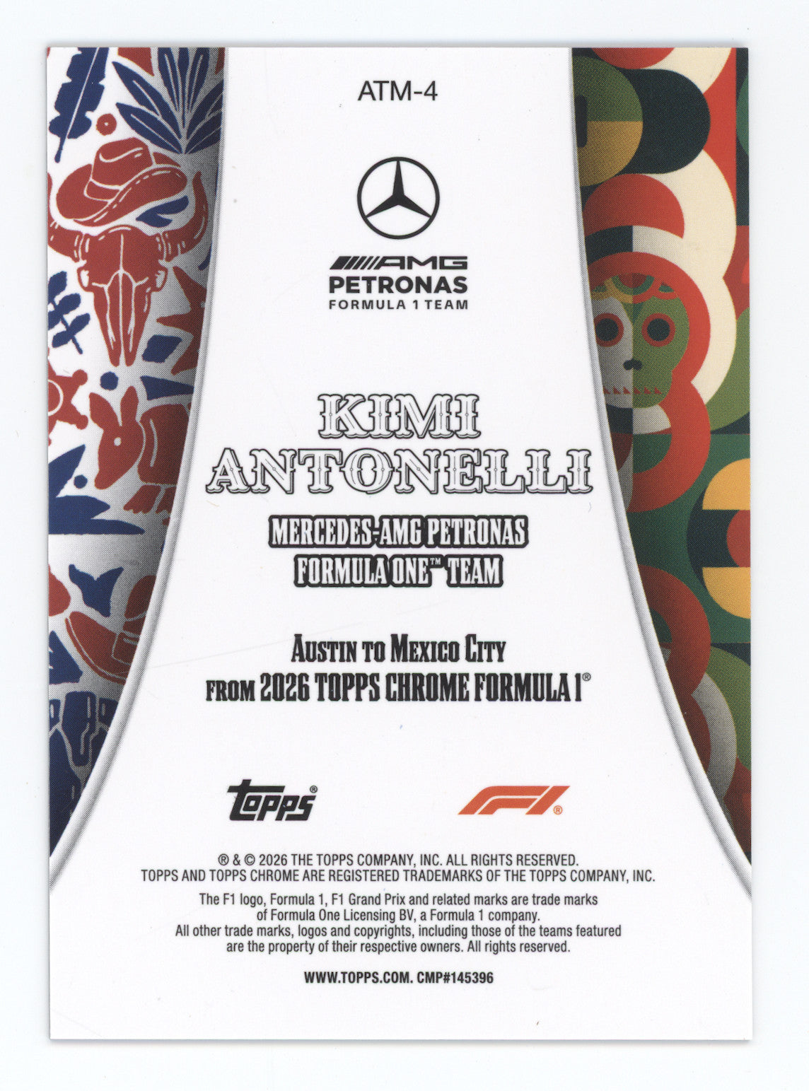 2026 Topps Chrome Formula 1 Austin to Mexico City Kimi Antonelli #4 Purple 22/75