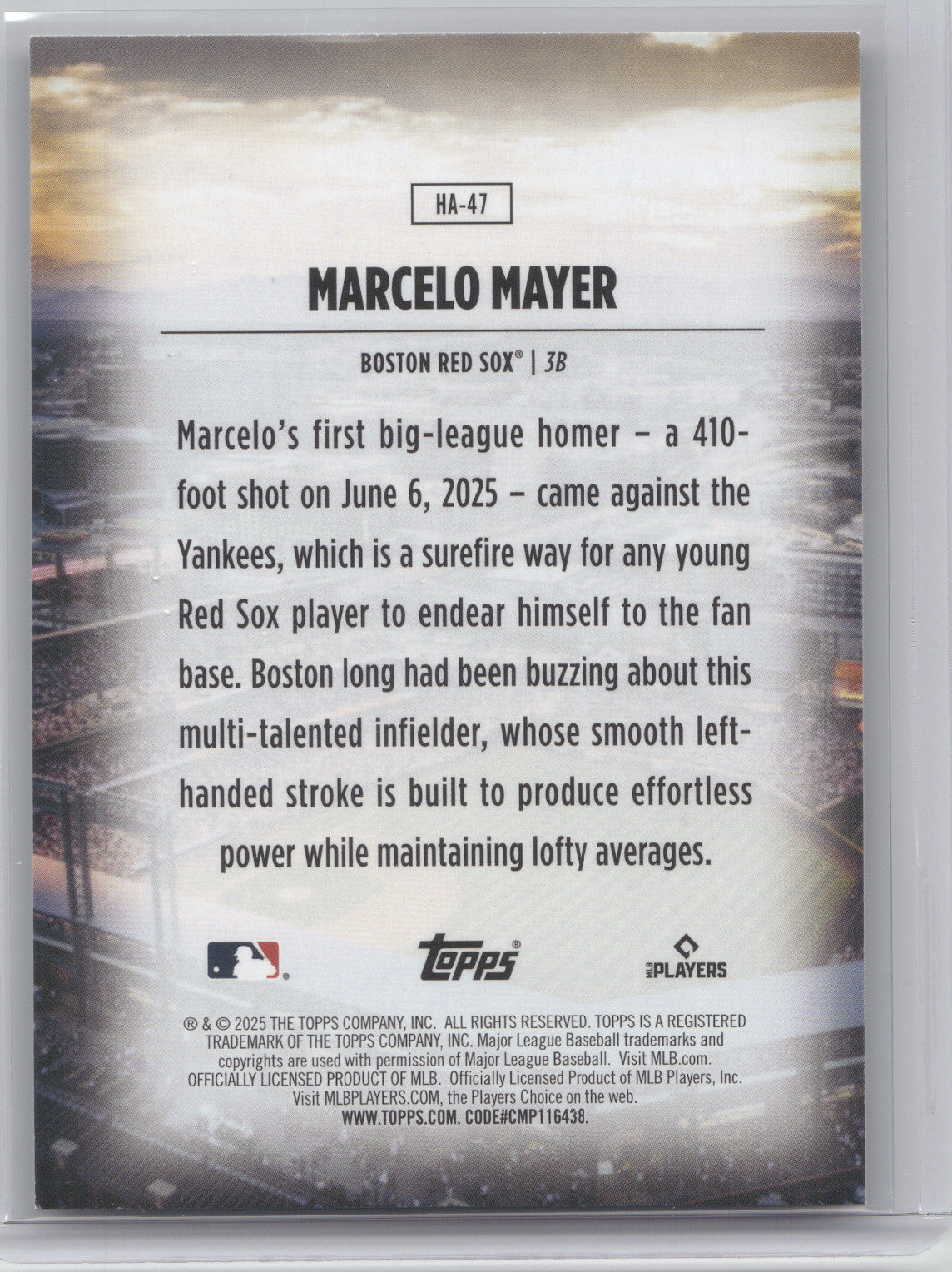 2025 Topps Home Field Advantage Marcelo Mayer #HA-47 RC