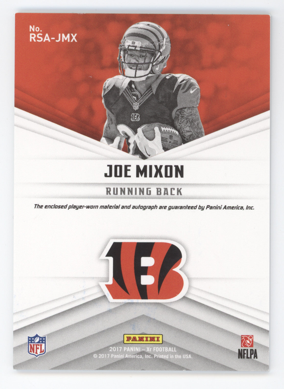2017 Panini XR Joe Mixon #RSA-JMX Patch Autograph 08/49 Memorabilia