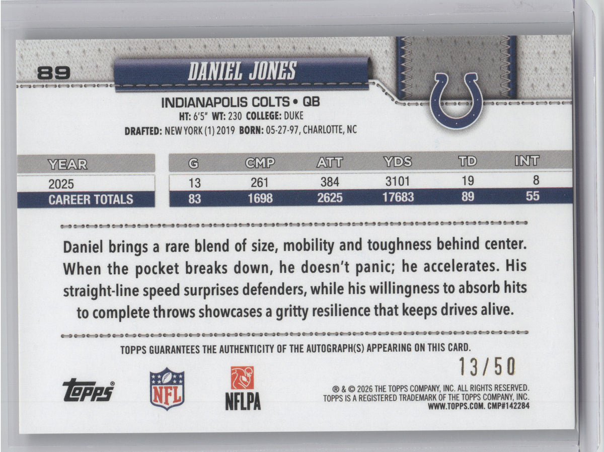 2026 Topps Daniel Jones #89 Autograph Gold 13/50