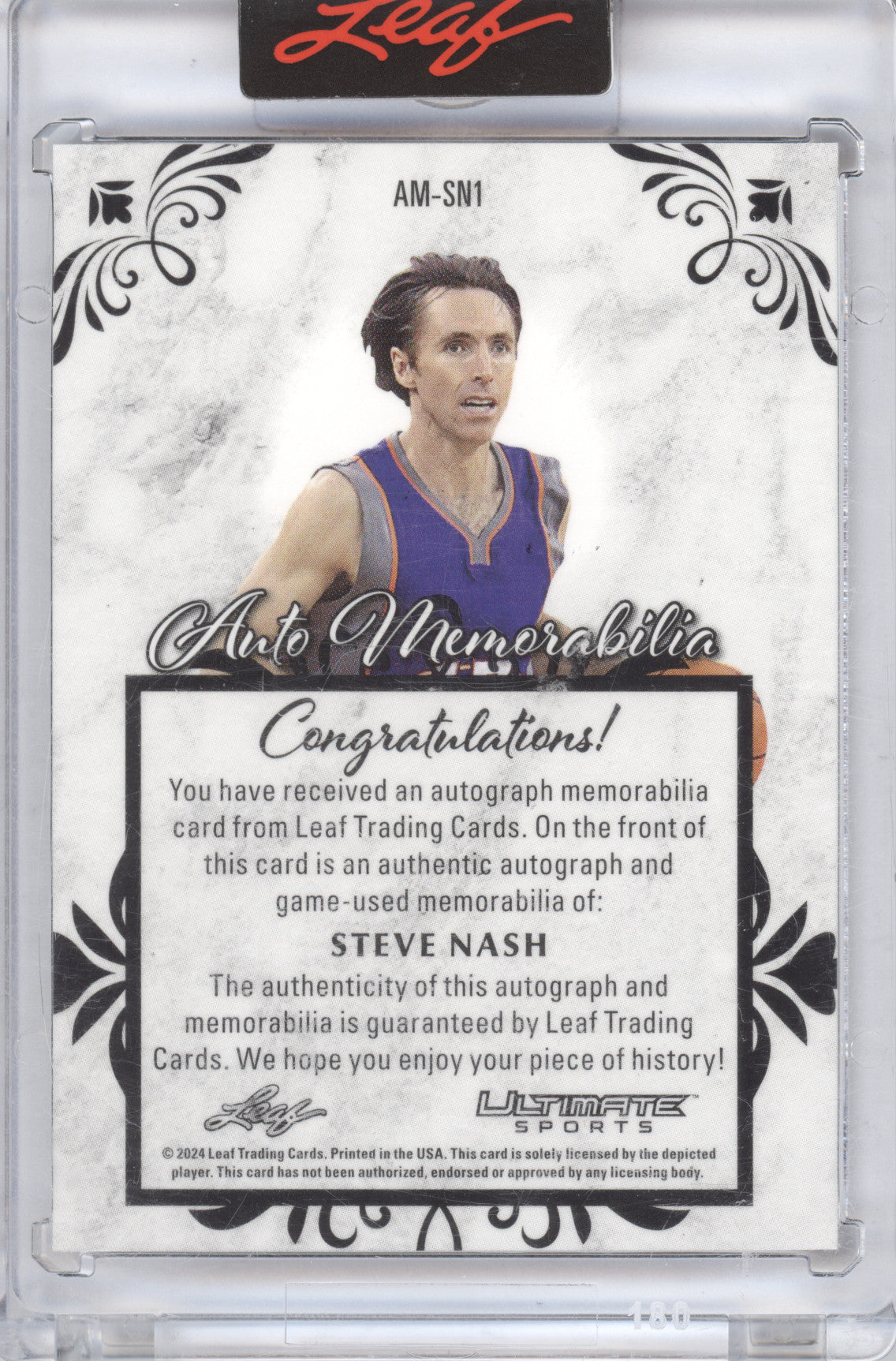 2024 Leaf Ultimate Sports Auto Memorabilia Steve Nash #AM-SN1 Copper 22/25