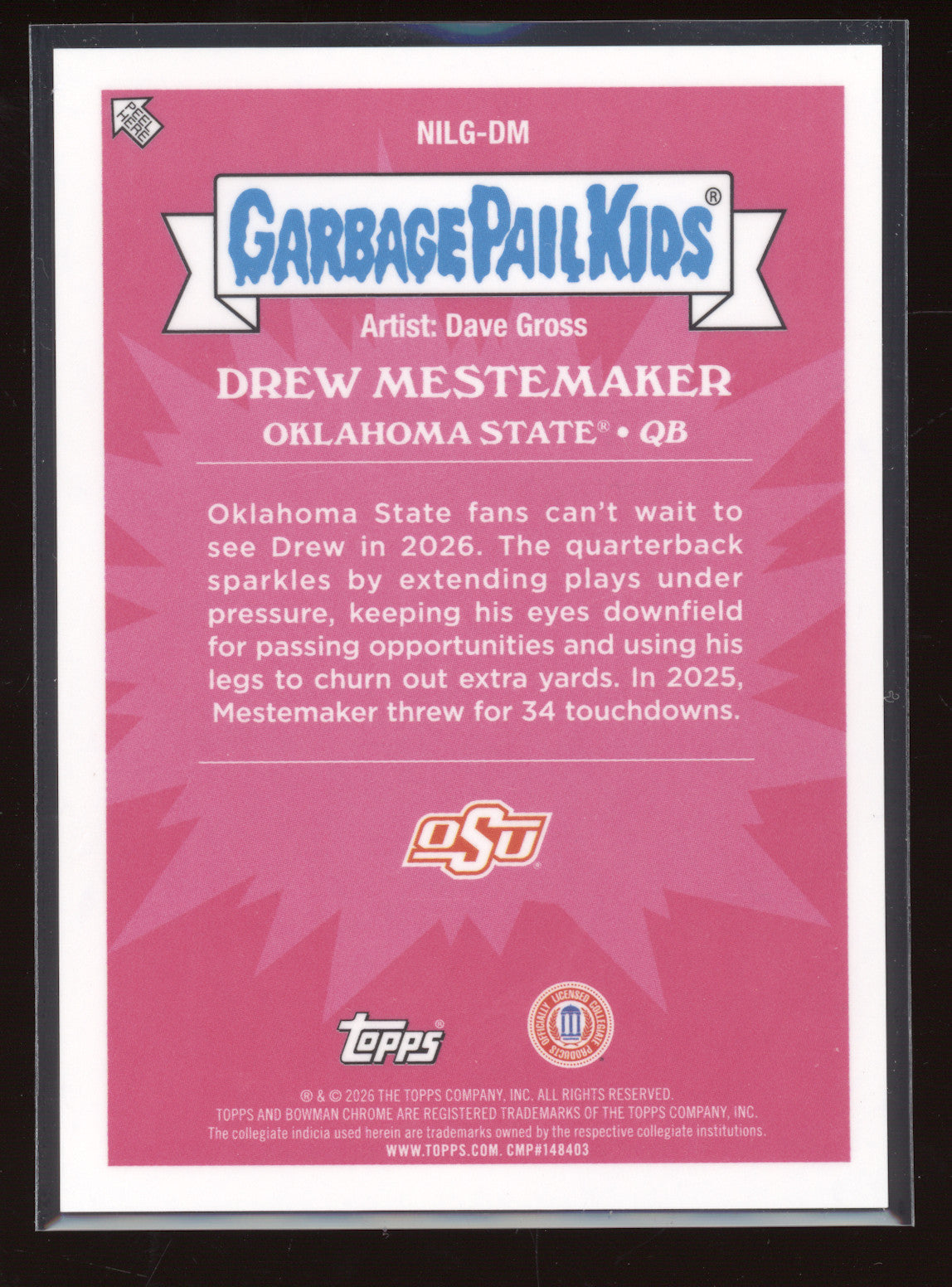 2026 Topps Garbage Pail Kids Buckaroo Drew Mestemaker #NILG-DM