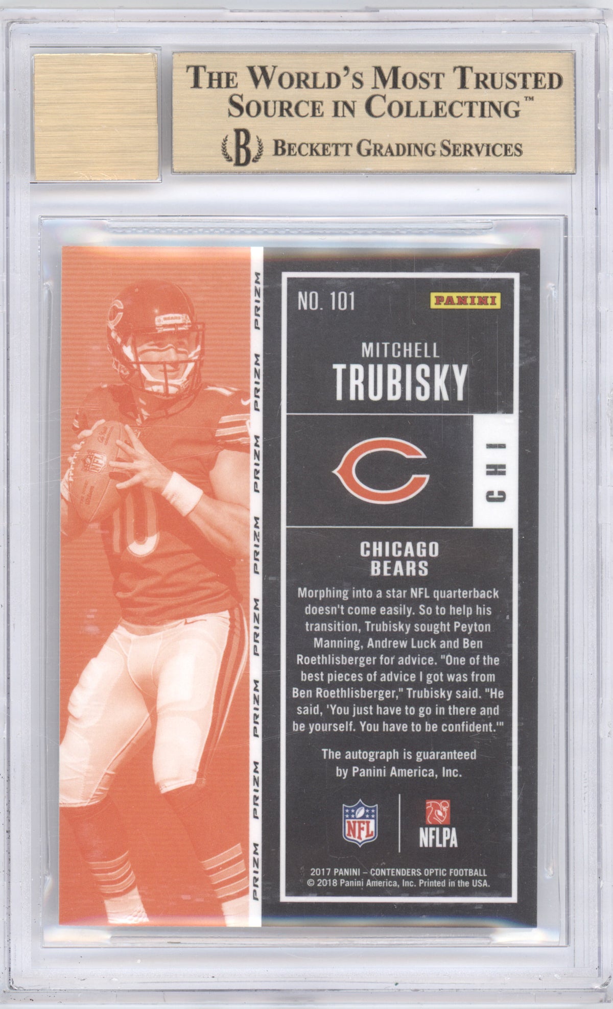2017 Panini Contenders Optic Mitchell Trubisky #101 RC BGS 9.5 Auto 10