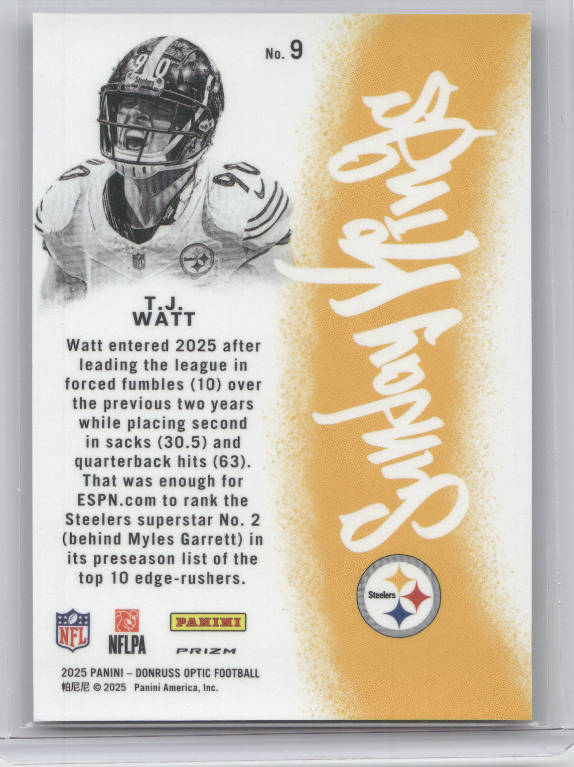 2025 Donruss Optic Sunday Kings T.J. Watt #9