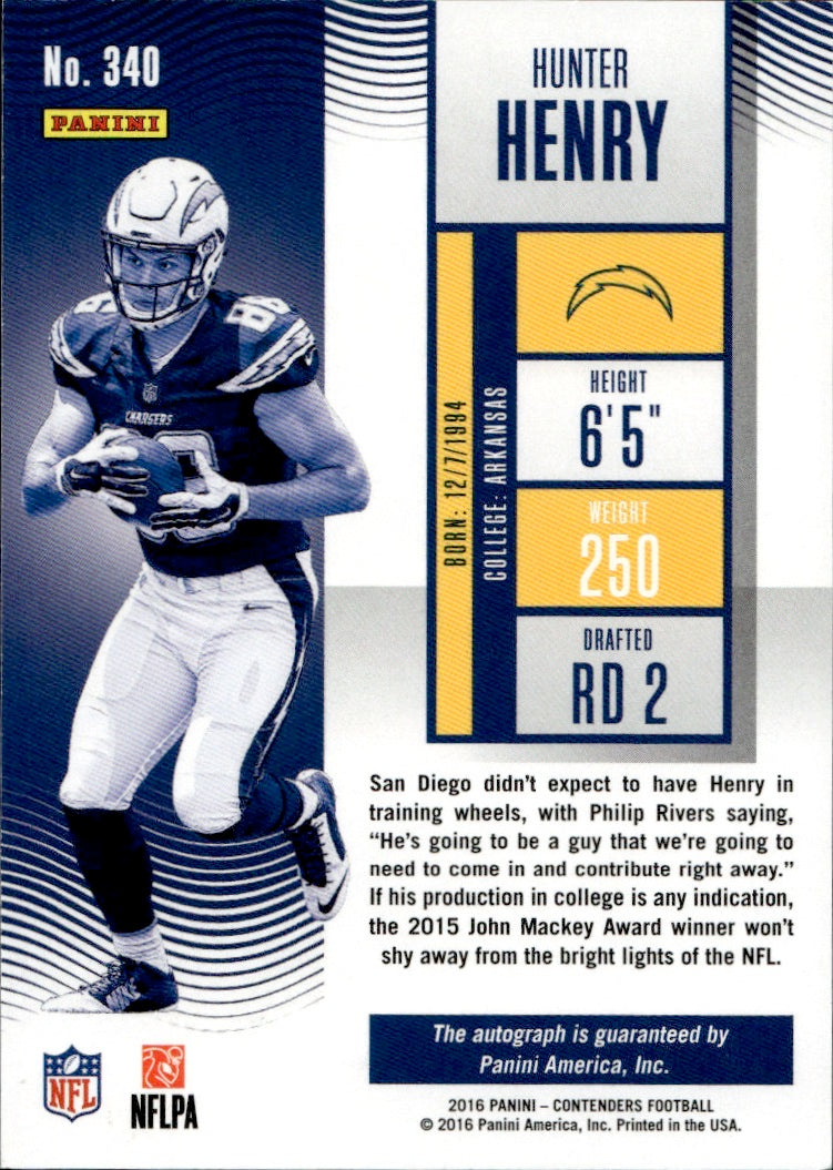 2016 Panini Contenders Football Hunter Henry #340 11/24