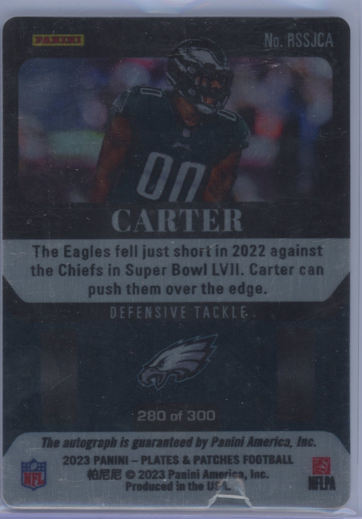 2023 Panini Plates & Patches Jalen Carter #RSSJCA RC