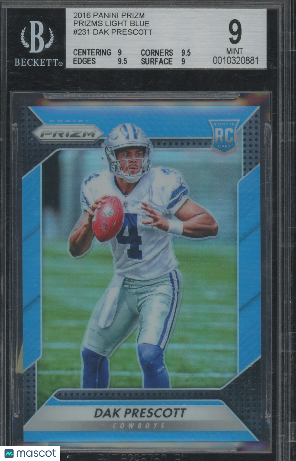 2016 Panini Prizm Dak Prescott #231 Light Blue RC 37/199 BGS 9