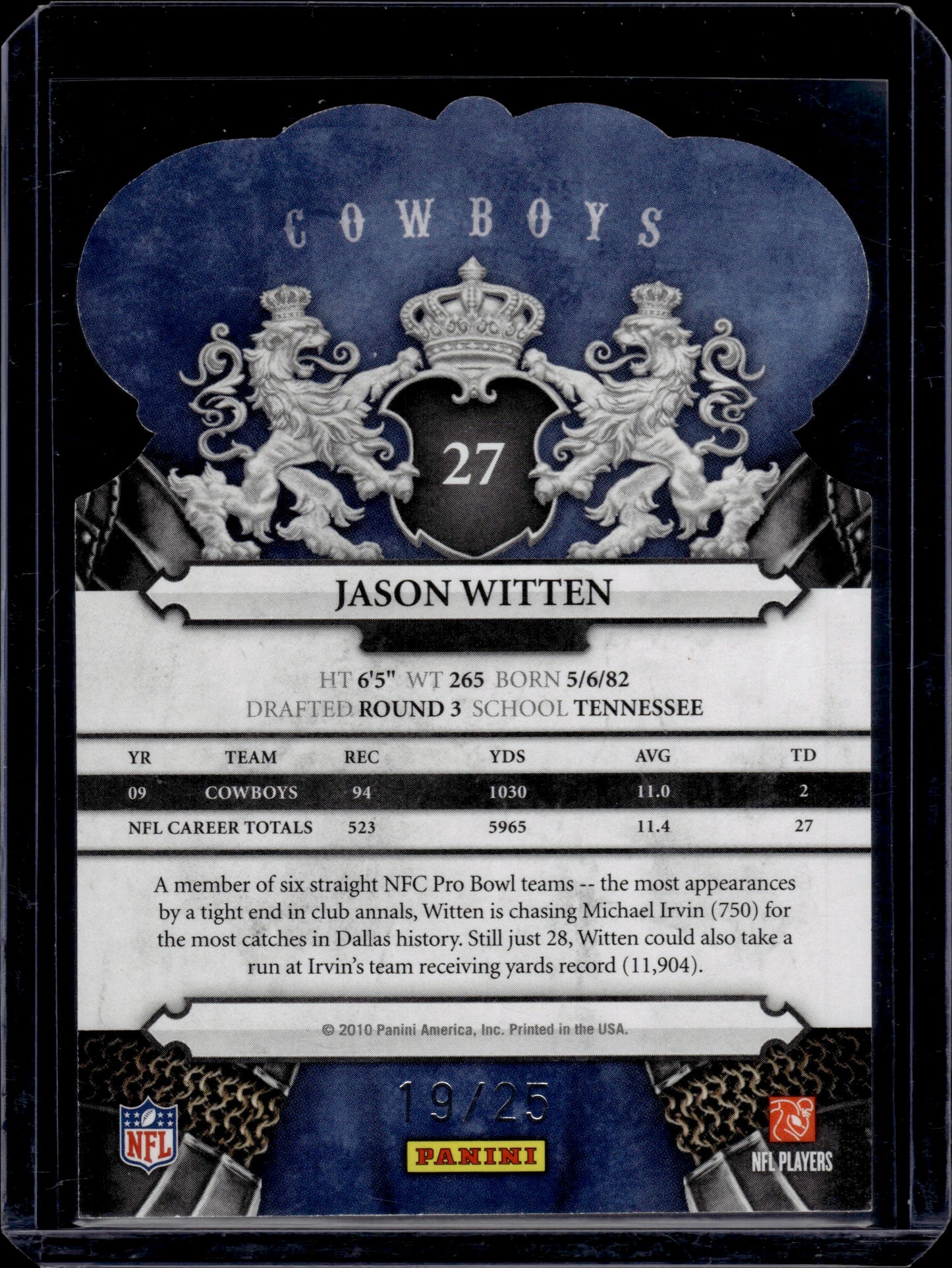 2010 Panini Crown Royale Jason Witten #27 19/25