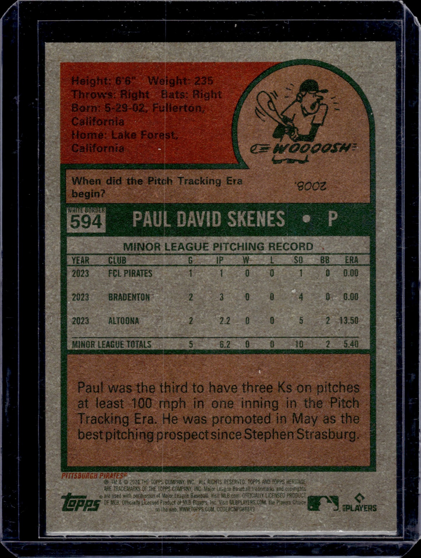2024 Topps Heritage Paul Skenes #594 Aqua RC