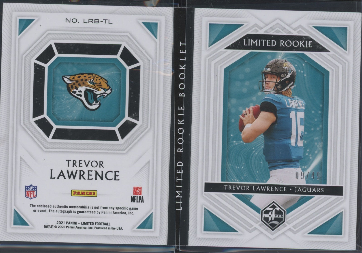 2021 Panini Limited Football Trevor Lawrence #LRB-TL Limited Rookie 09/49
