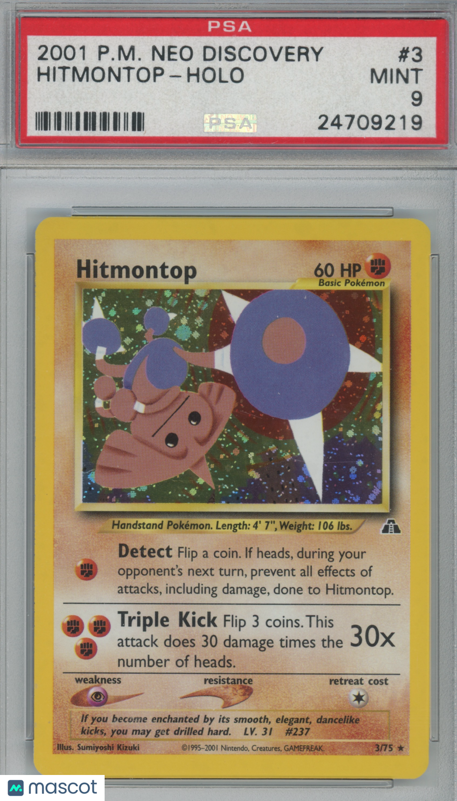 2001 Pokemon Neo Discovery Hitmontop #3/75 PSA 9
