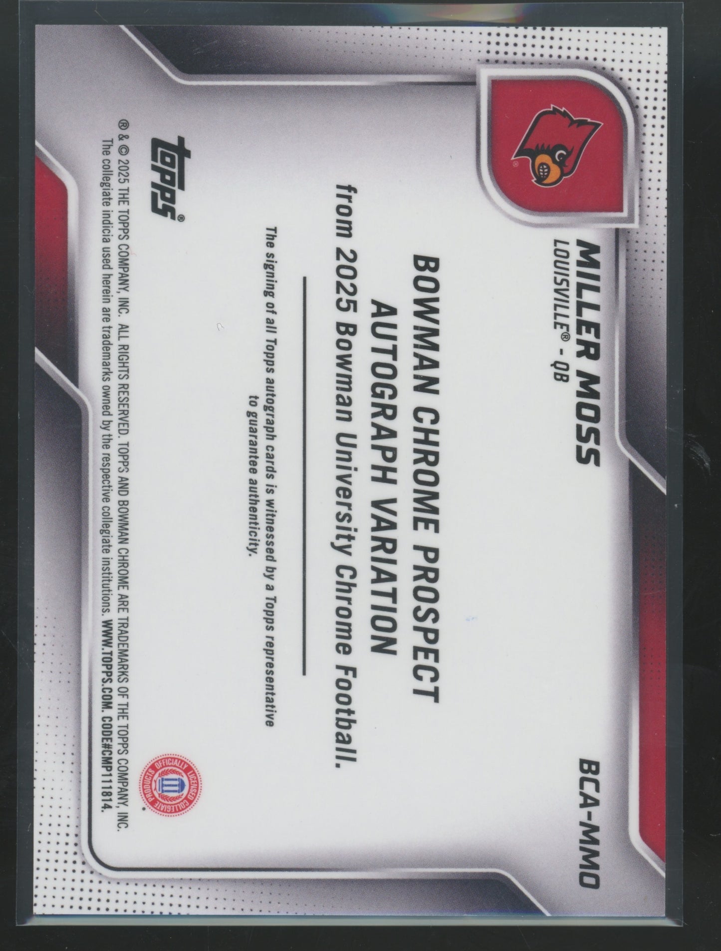 2025 Bowman University Chrome Football Miller Moss #BCA-MMO Auto Variation 07/10