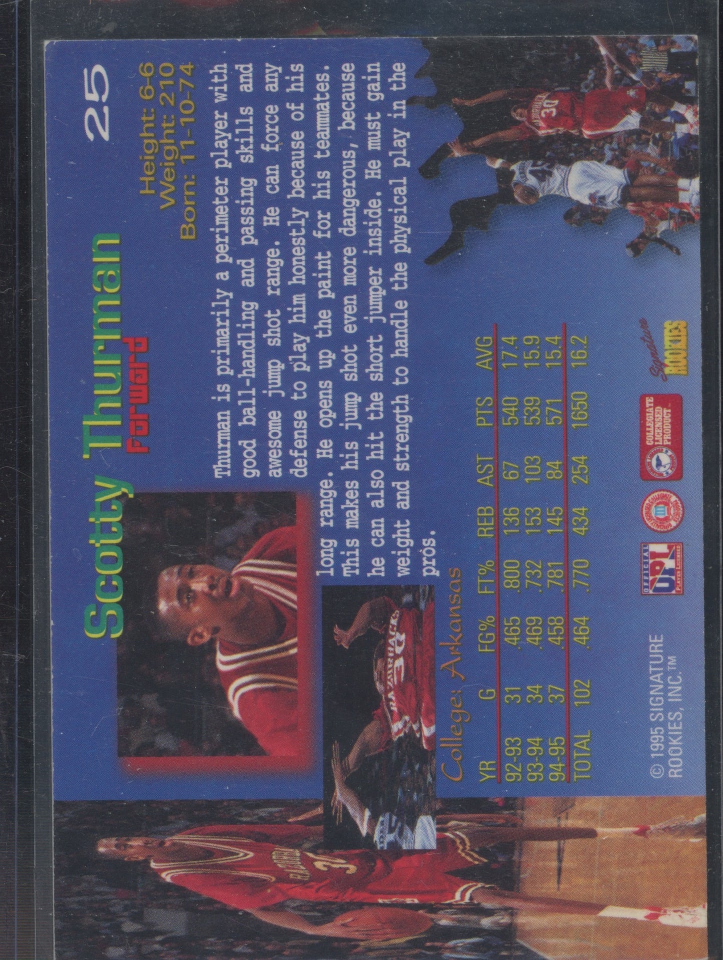 1995 Classic Draft Picks Scotty Thurman #25 Auto