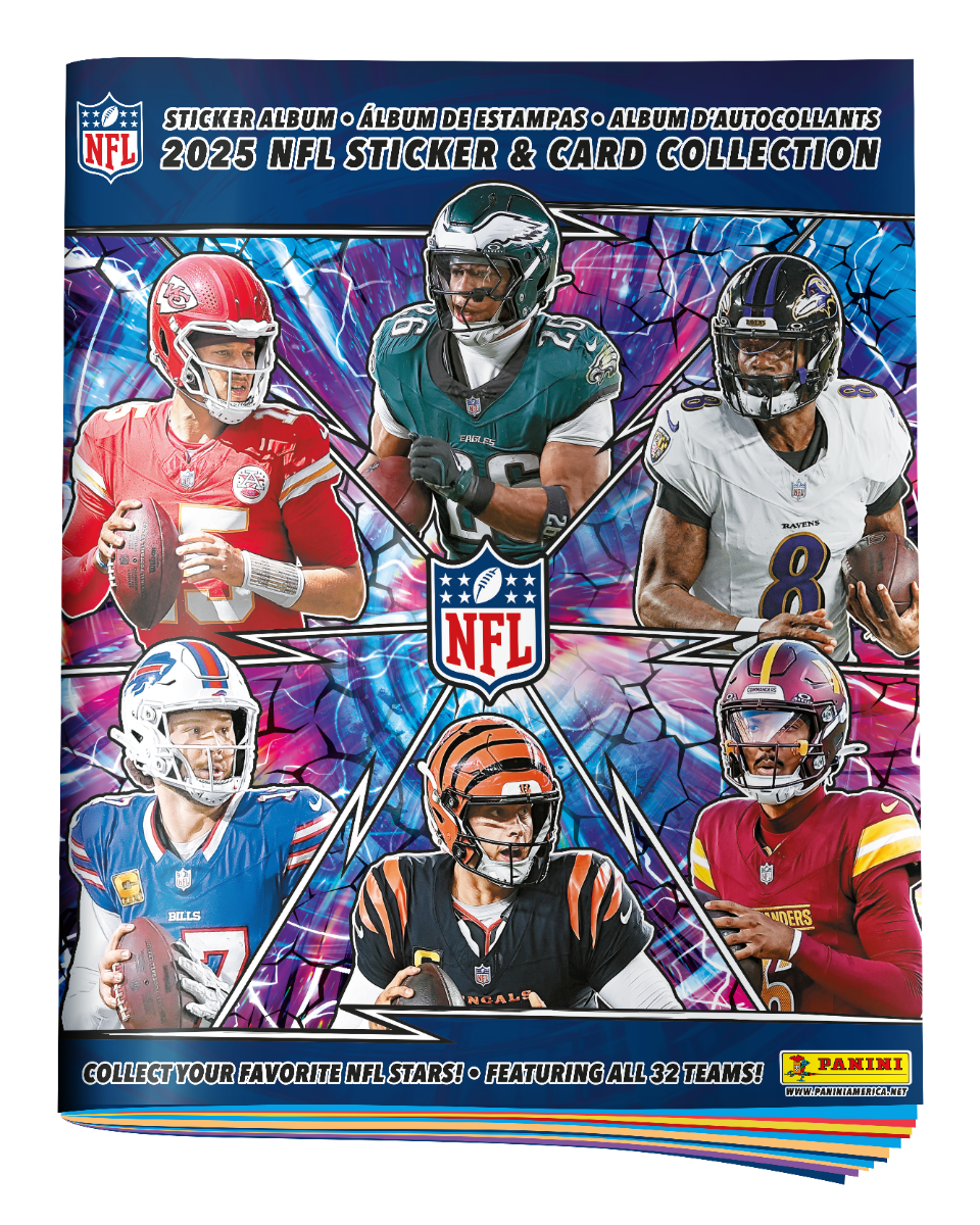 2025 Panini NFL Football Sticker Album + Sticker Packs Combo (Each Album Comes With 8 Sticker Packs)