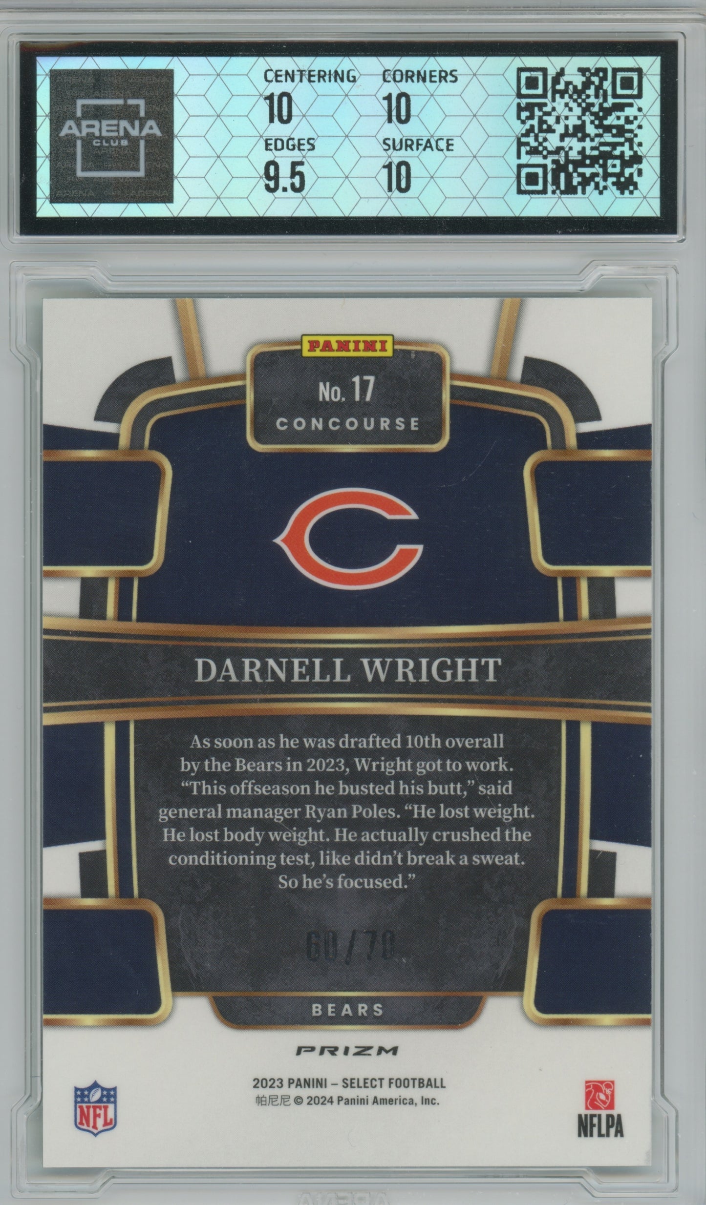 2024 Panini Select Darnell Wright #17 Dragon Scale RC 60/70 Arena Club 10