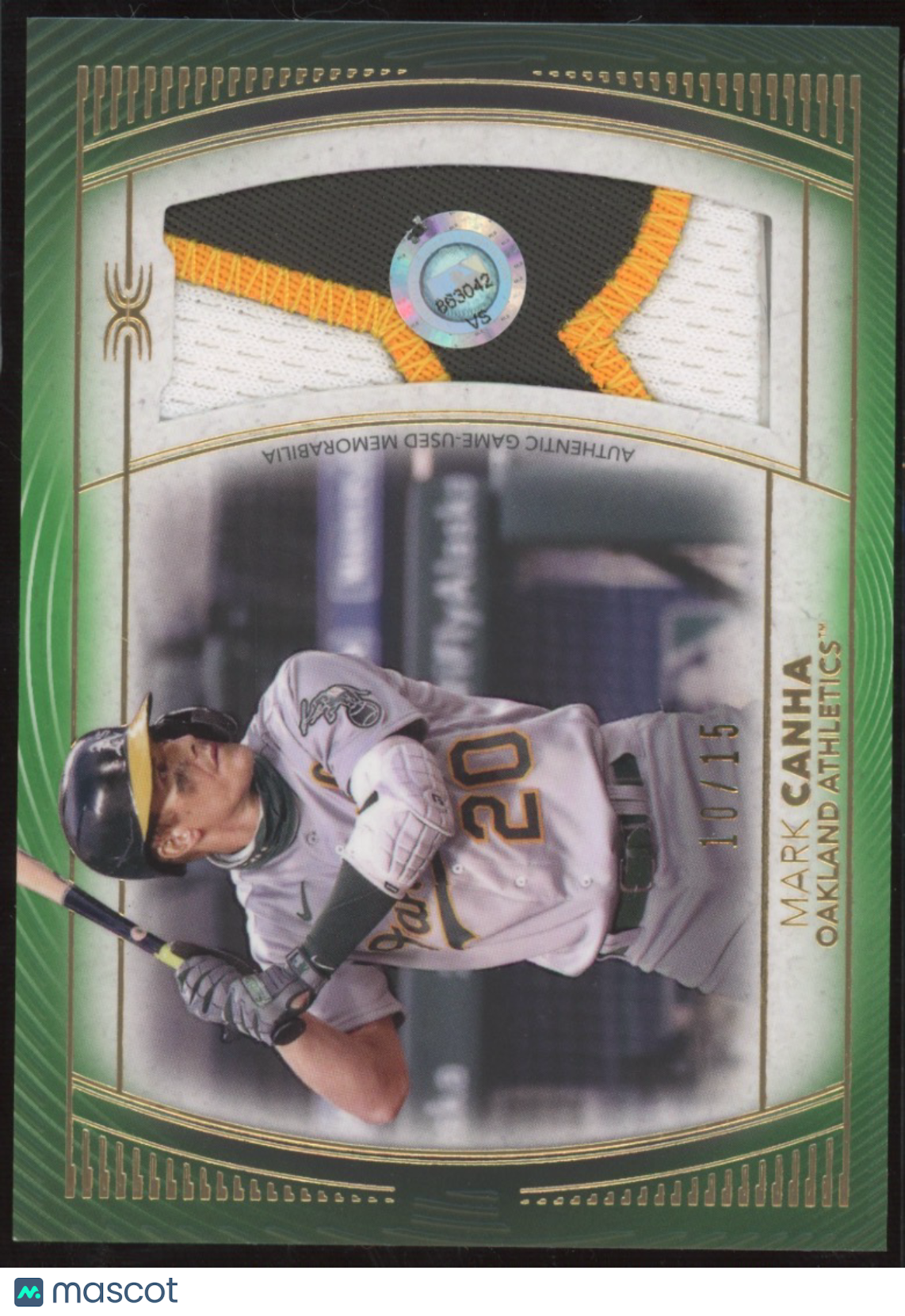 2021 Topps Definitive Collection Mark Canha #DR-MCA Game-Used Material 10/15