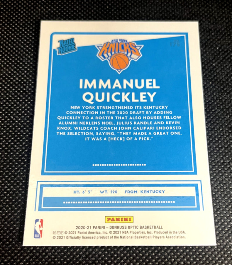 2020-21 Immanuel Quickley Panini Donruss Optic Rated Rookie