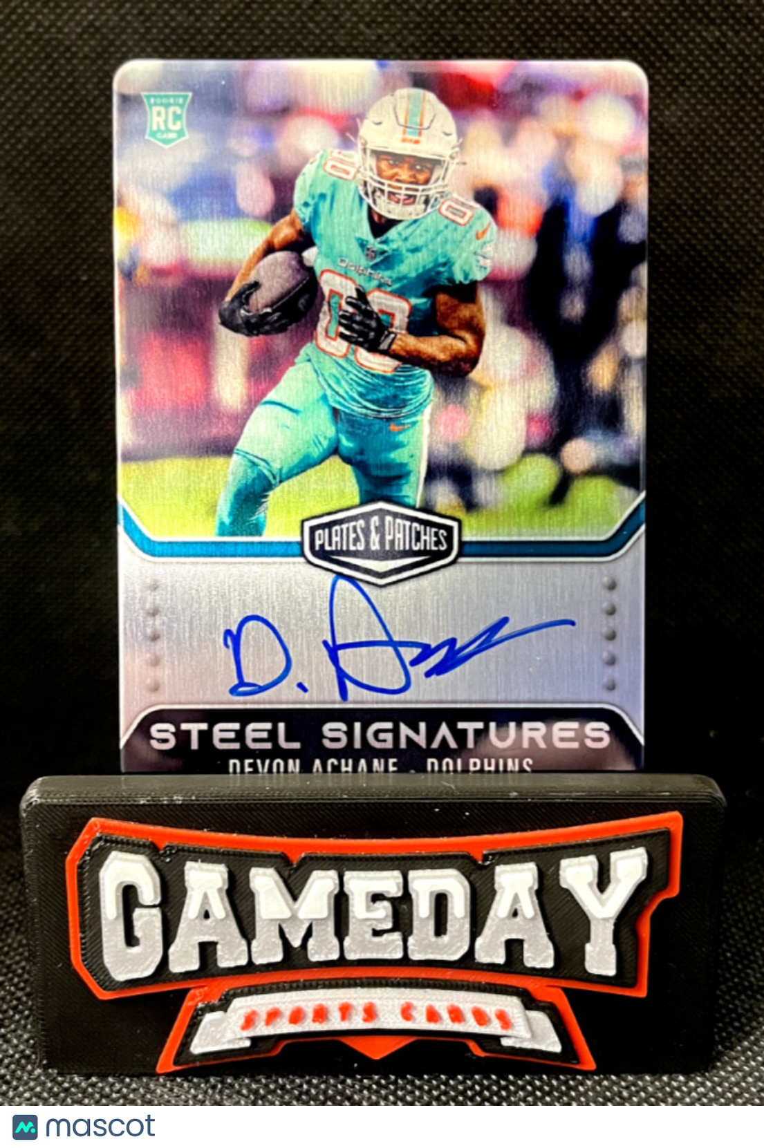 2023 Plates & Patches Devon Achane Steel Signatures Rookie Auto /300