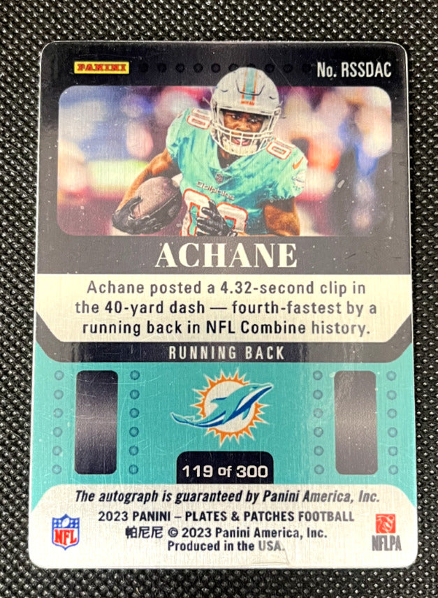 2023 Plates & Patches Devon Achane Steel Signatures Rookie Auto /300