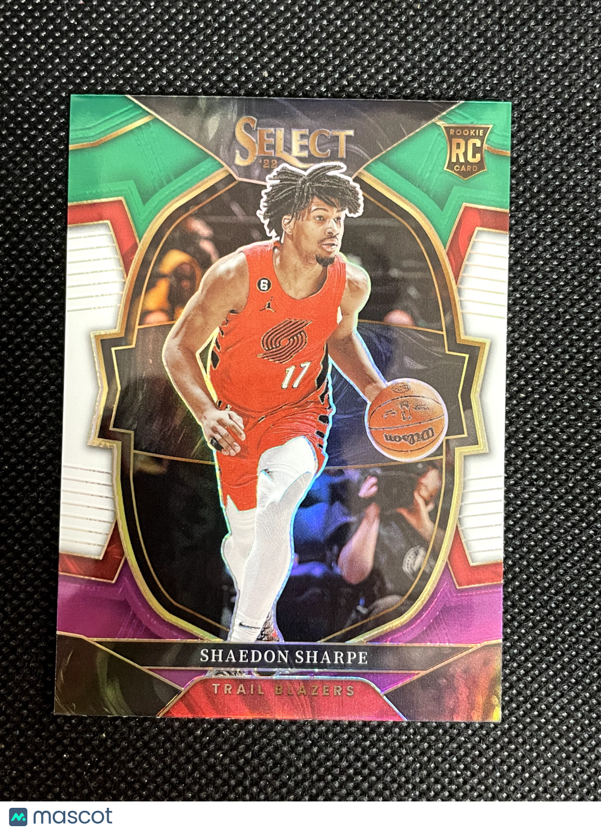 2022-23 Panini Select Shaedon Sharpe Green White Purple Prizm Rookie