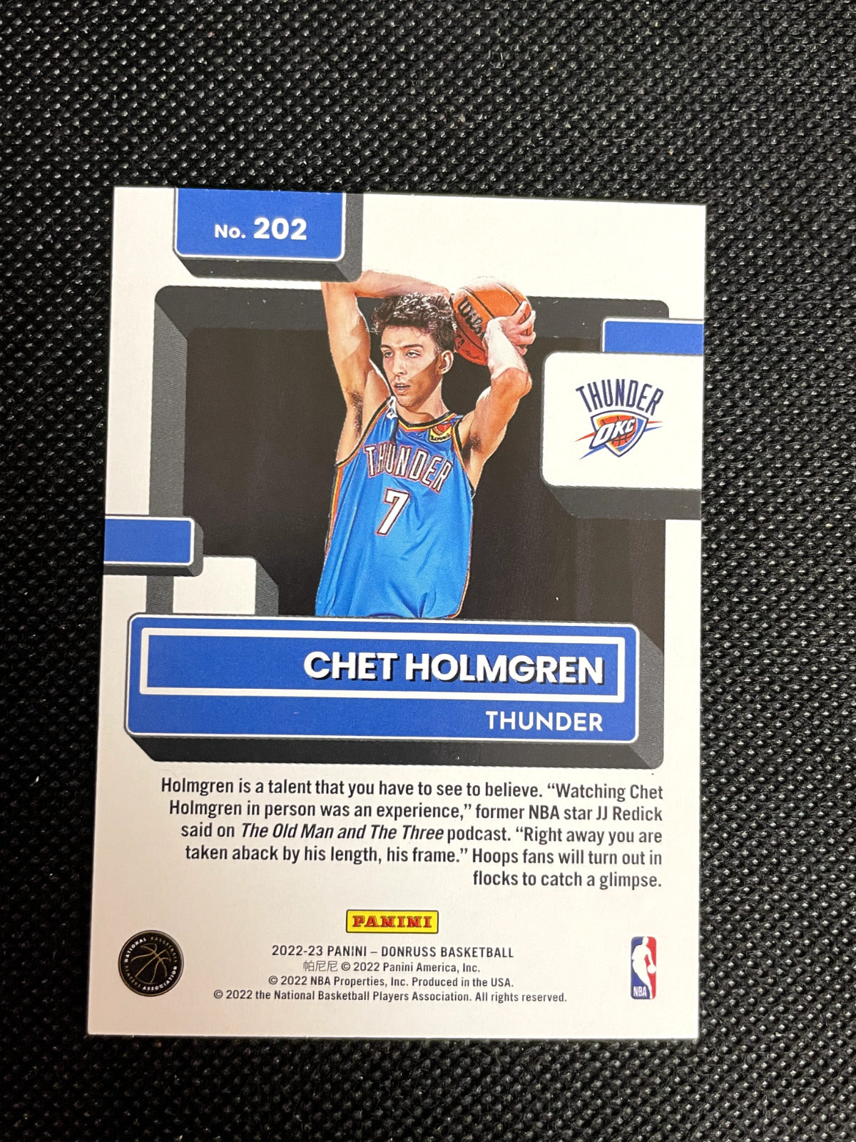 2022-23 Panini Donruss Chet Holmgren Rated Rookie Oklahoma City Thunder